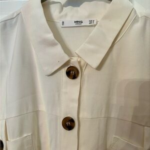 Mango Cream Blouse with Brown Buttons